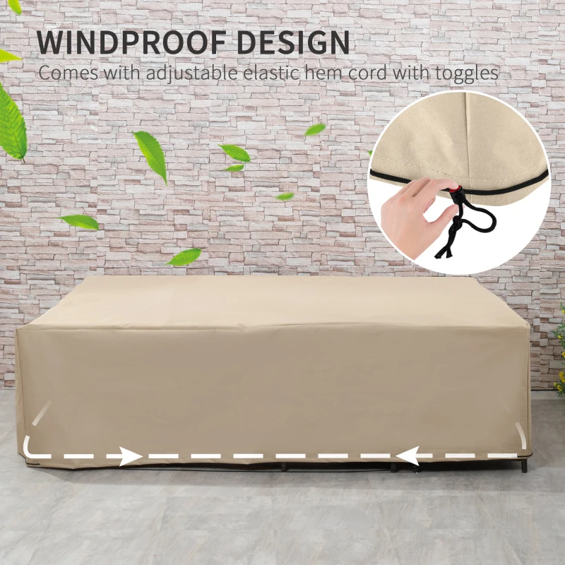 Outsunny Patio Furniture Covers, Waterproof, Windproof and Anti-UV 300D Oxford Fabric Large Outdoor Furniture Cover for Outdoor Sectional Sofa Set, 97" x 65" x 26", Beige