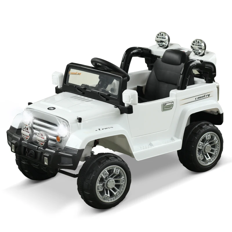 Aosom 12V Kids Electric Ride On Car Toy Jeep power wheels with Remote Control, White