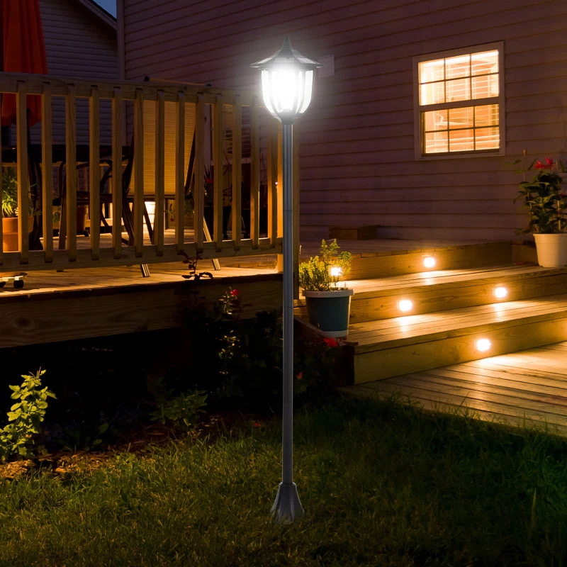 Outsunny Outdoor Solar Lamp Post Street Light, Waterproof with Auto Sensor Control, Adjustable Brightness, Beautiful Classic Lantern Style, for Pathway, Backyard, Porch, Patio