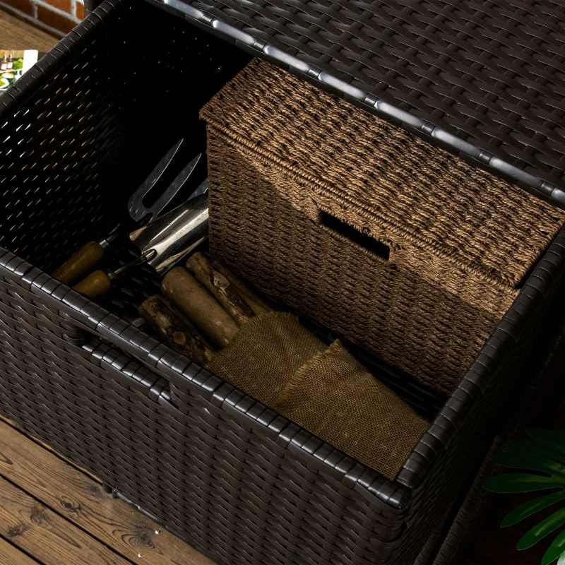 Outsunny Ratten Outdoor Towel Rack for Pool Towel Rack, Dark Brown