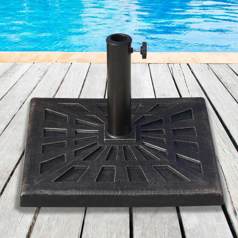 Outsunny 18.5" Square Patio Umbrella Base, Outdoor Resin Parasol Stand Market Umbrella Holder Deck - Bronze