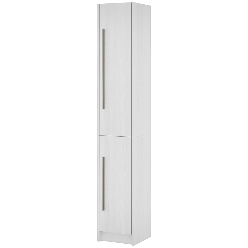 HOMCOM Freestanding Tall Bathroom Storage Cabinet with Adjustable Shelves, Bathroom Organizer, White Wood Grain
