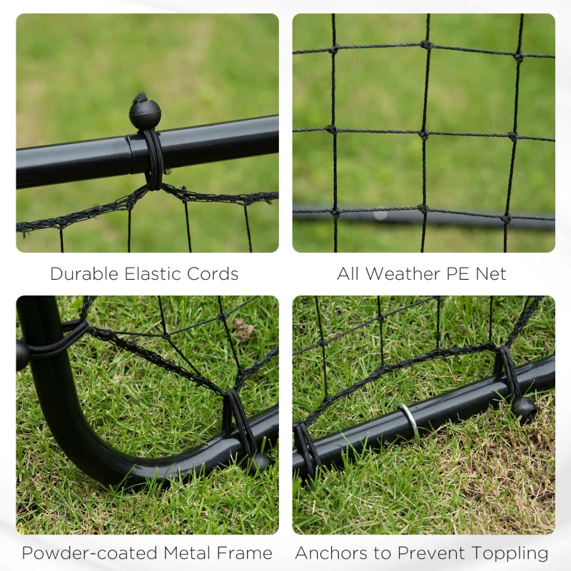 HOMCOM Volleyball Rebounder Net Football Training Aid Kickback Target Play Black