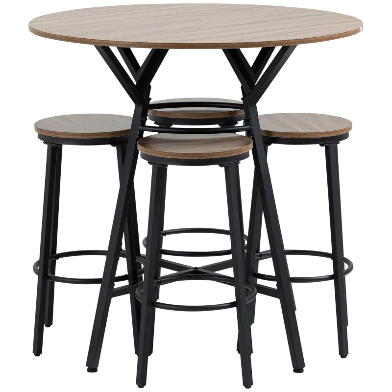 HOMCOM 5-Piece Bar Table and Chairs Set, Space Saving Dining Table & 4 Stools