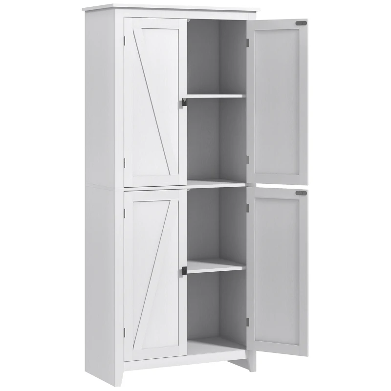 HOMCOM 72" Freestanding Storage Cabinet, Kitchen Pantry Cabinet with Doors and Shelves for Dining Room, White