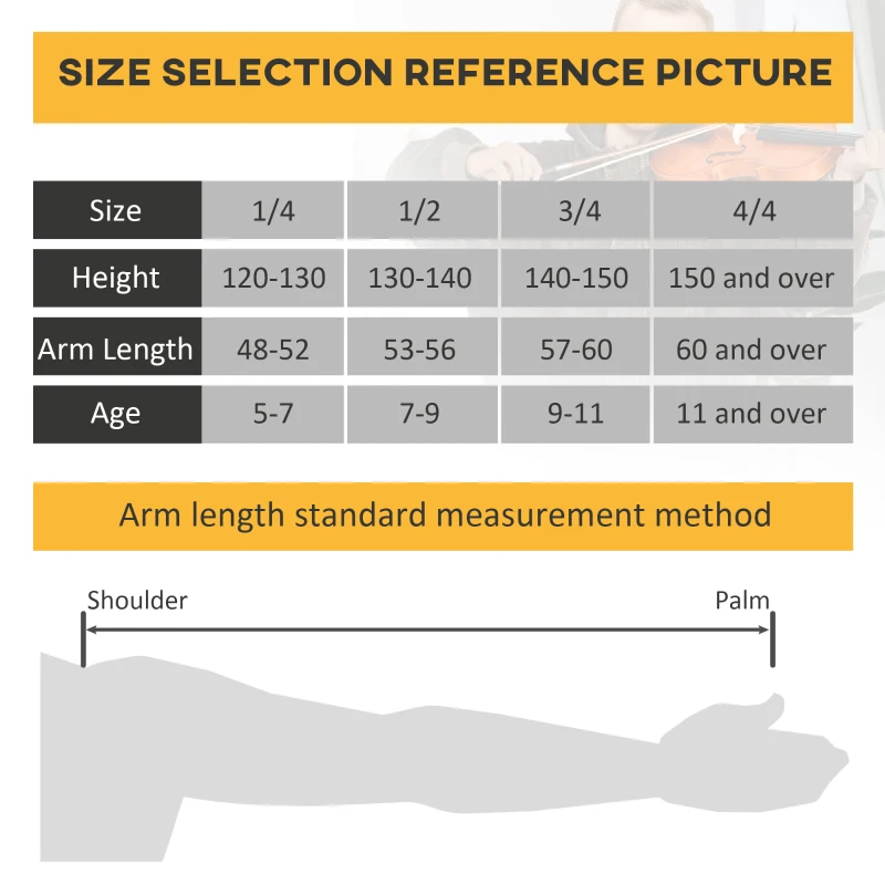 Soozier 4/4 Violin Maple Wood Full Set of Accessories Storage Box, Orange