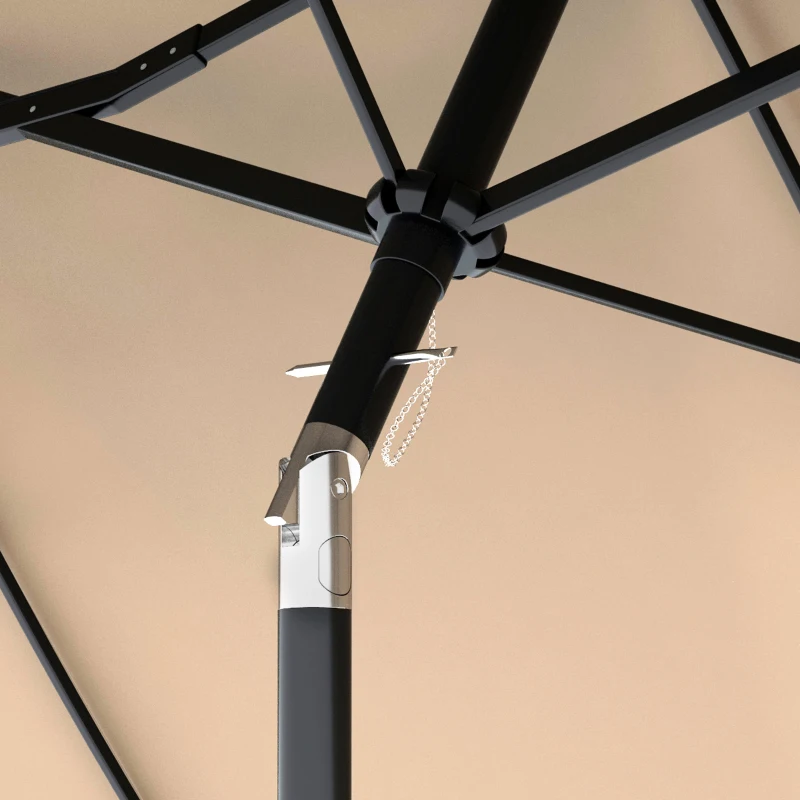 Outsunny 9.7' Double-sided Outdoor Patio Umbrella with Tilt, Crank and Vents, Brown