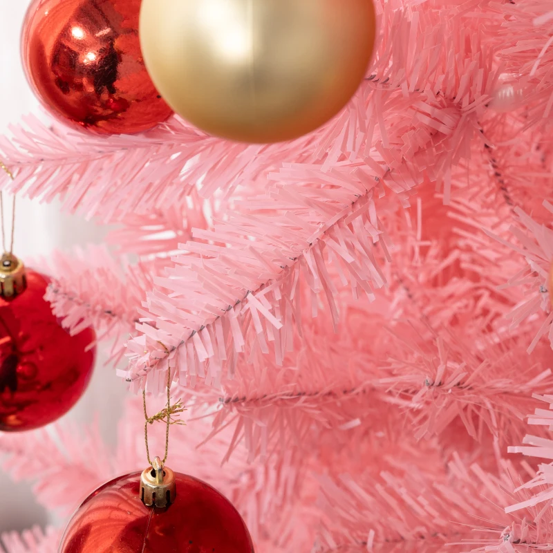 HOMCOM 7ft Tall Pencil Artificial Christmas Tree with 687 Branch Tips with Steel Base, Pink