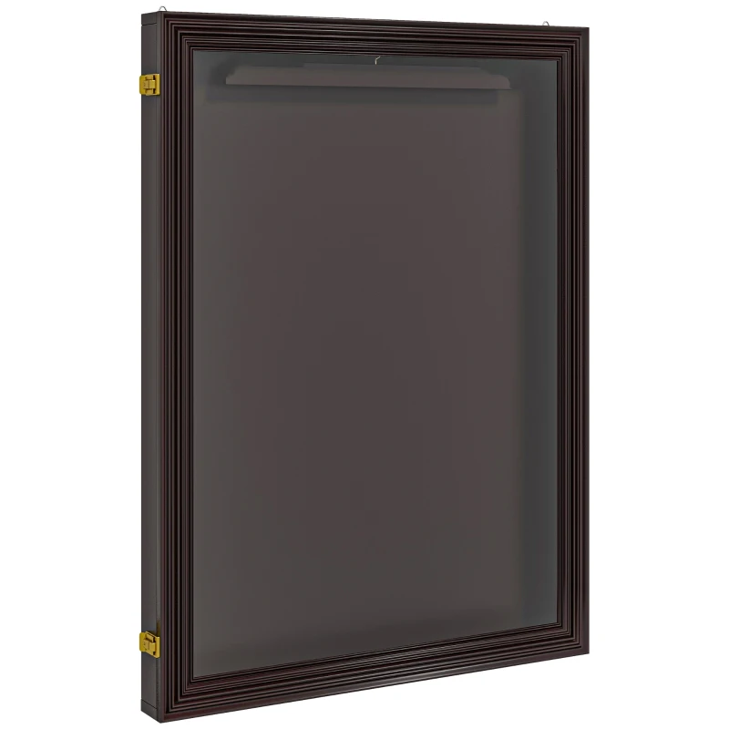 HOMCOM 24" x 32" Hockey Jersey Frame, Jersey Shadow Box for Basketball, Football, Baseball, Brown