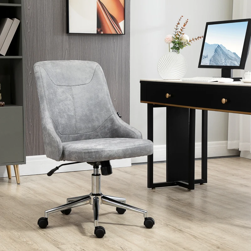 Vinsetto Mid-Back Home Office Chair, Height Adjustable Task Chair with 360 Degree Swivel, Light Grey