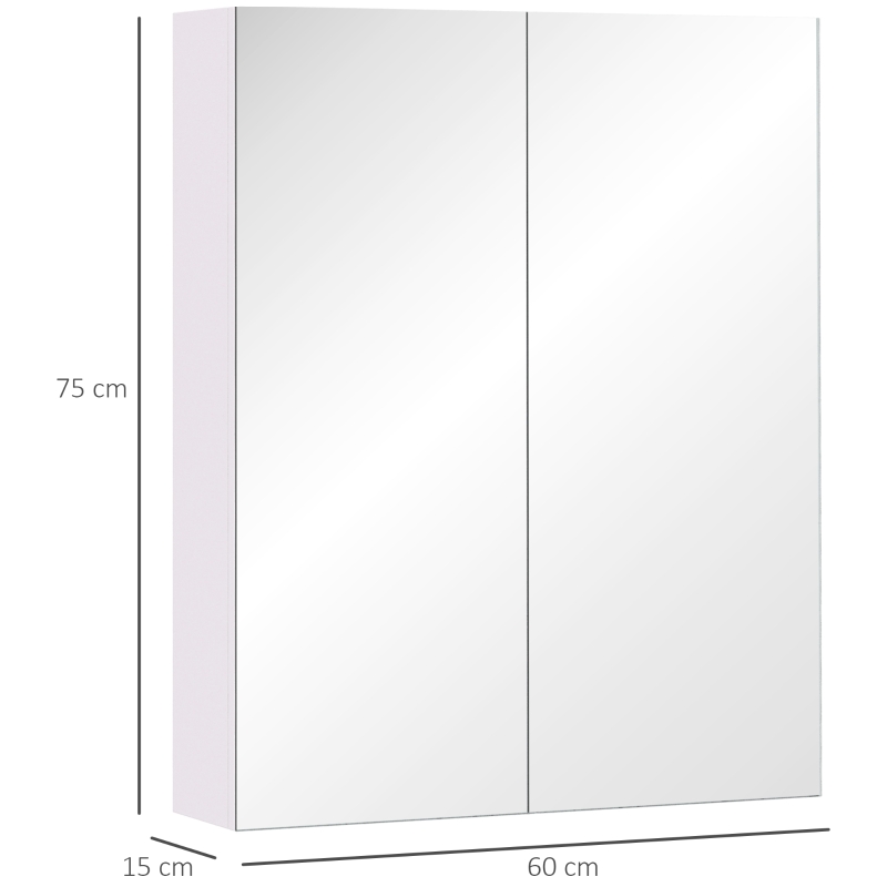 HOMCOM Wall Mount Medicine Cabinet with Mirror, Bathroom Mirror Cabinet Storage Organizer with Adjustable Shelf, Double Door Cupboard, Soft Closing, 23.5" x 29.5", Light Lilac