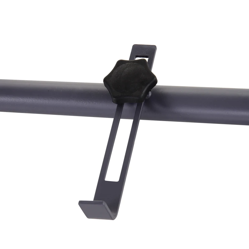 Outsunny Adjustable Balcony Hanging Railing Table, Metal Mounting Mini Wall Desk Storage Rack, Outdoor Flower Stand Serving Table Half Round, Grey