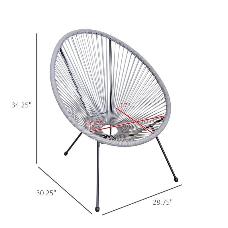 Outsunny 4-Piece Outdoor Patio Conversation Furniture Set All-Weather PE Rattan Wicker Oval Chair Sets - Light Grey