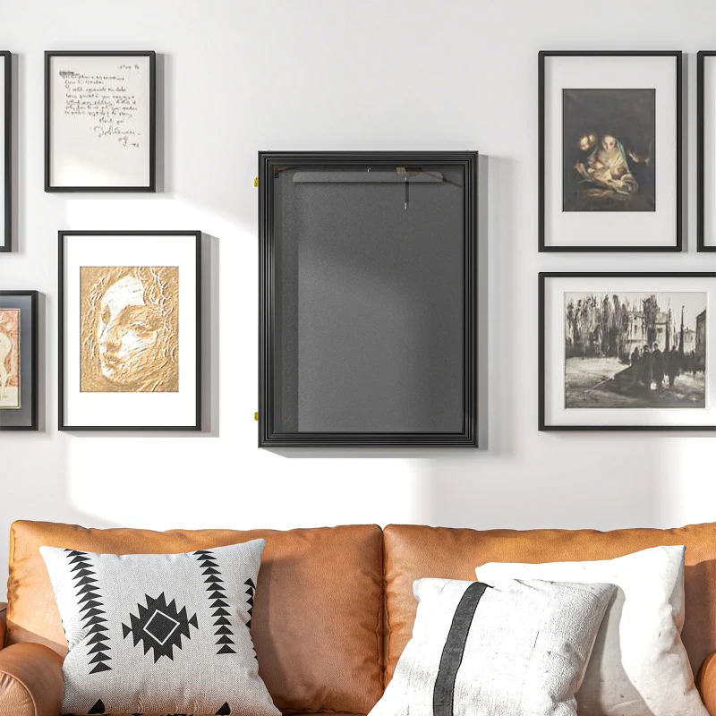 HOMCOM 24" x 32" Hockey Jersey Frame, Jersey Shadow Box for Basketball, Football, Baseball, Black