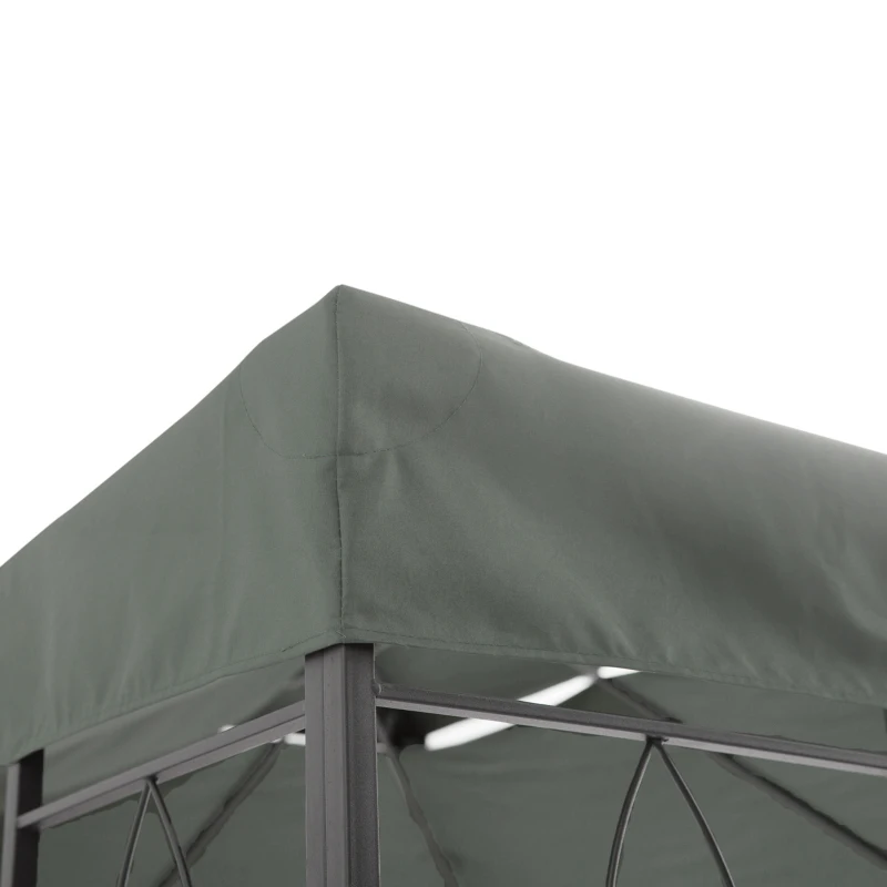 Outsunny 13' x 10' Gazebo Replacement Canopy 2 Tier Top UV Cover Pavilion Garden Patio Outdoor, Deep Grey (TOP ONLY)