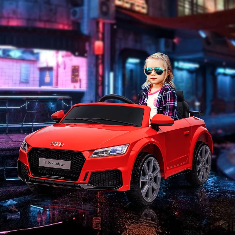 Aosom 6V Kids Electric Ride On Car, Licensed Audi TT RS with Suspension System and Remote Control, Horn, 5 Songs, Lights, MP3 Player, Red