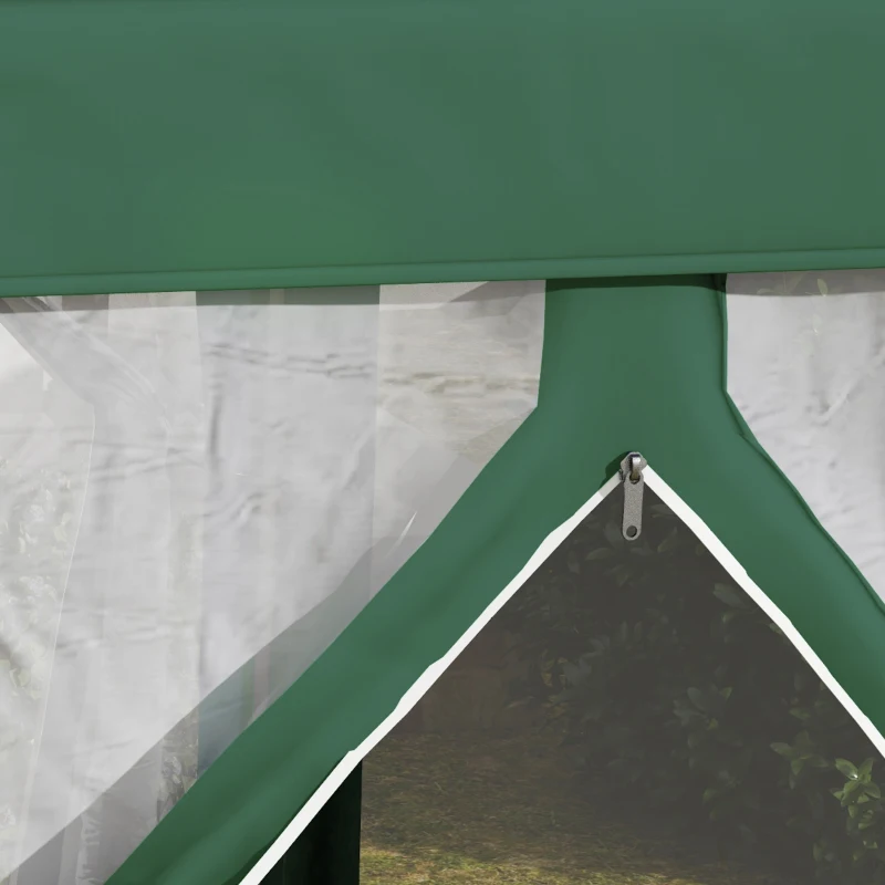 Outsunny Φ13' Hexagon Party Tent Patio Gazebo Outdoor Activity Event Canopy Quick Sun Shelter Pavilion with Netting Mesh Sidewall Green
