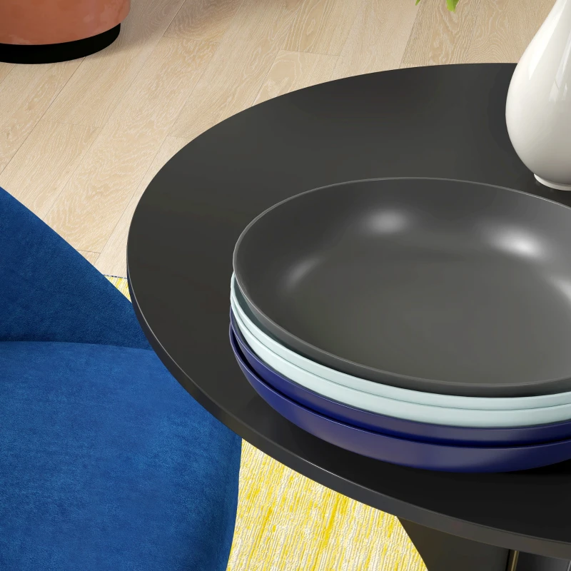 HOMCOM Round Dining Table, Modern Dining Room Table with Steel Curved Legs, Space Saving Small Kitchen Table, Black