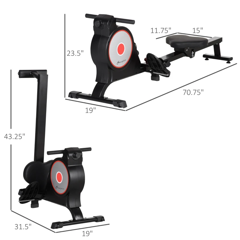 Soozier Magnetic Rowing Machine, Foldable Rower with 8 Level Resistance, Digital Monitor & Transport Wheels for Home Gym