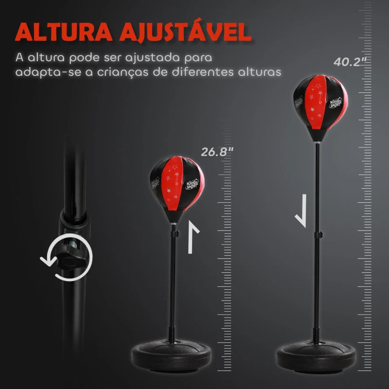 Qaba Height Adjustable Punching Bag for Kids w/ Stand & Boxing Gloves for 5-10 Years, Red