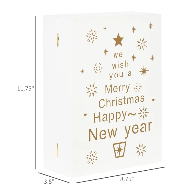 HOMCOM Wooden Christmas Advent Calendar Book, Table Holiday Decoration with 24 Countdown Drawers, for Kids and Adults, White