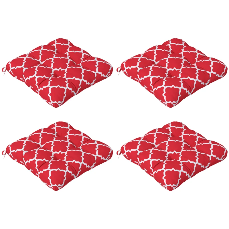Outsunny 4-Piece Seat Cushion Pillows Replacement, Patio Chair Cushions Set with Ties for Indoor Outdoor