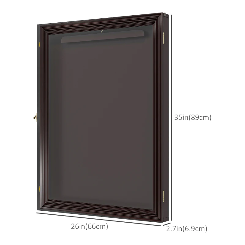 HOMCOM 24" x 32" Hockey Jersey Frame, Jersey Shadow Box for Basketball, Football, Baseball, Brown