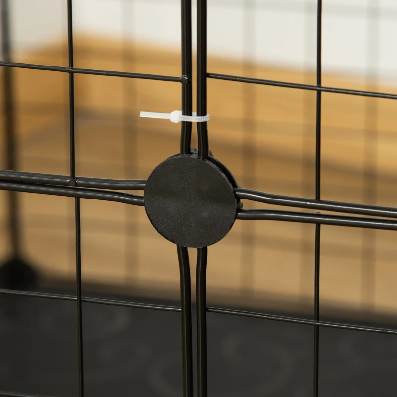 PawHut 39 Pcs Small Animal Cage Bunny Hutch Portable Metal Wire with Ramps for Kitten Chinchilla, Black