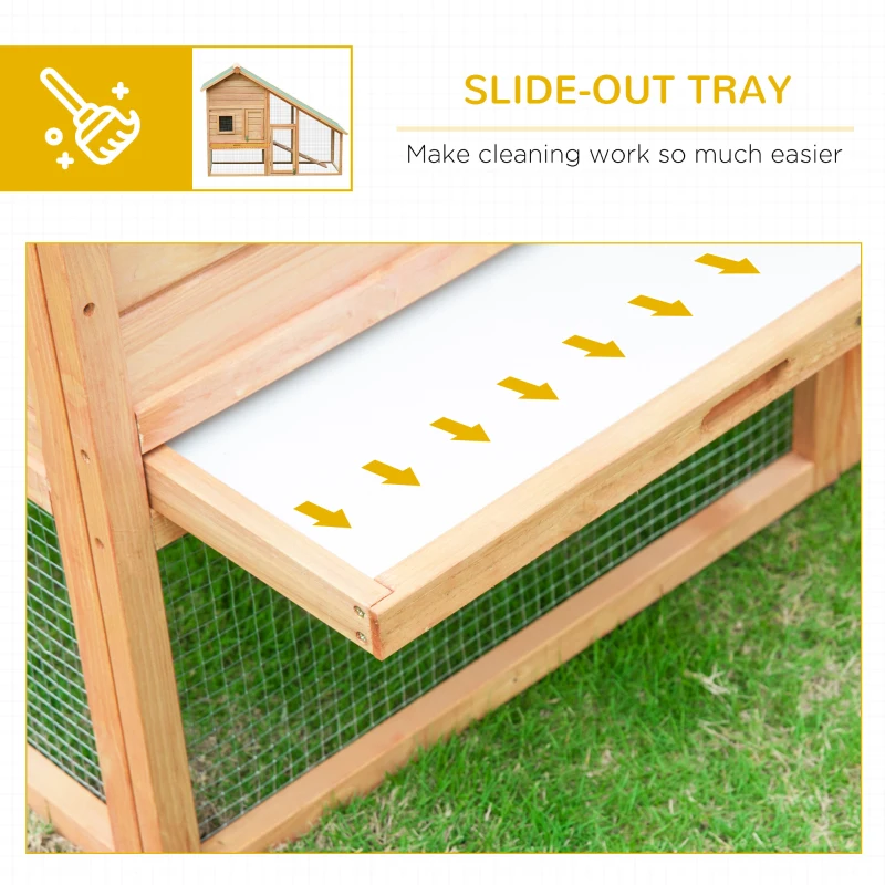 PawHut 62x26x47 Inches Rabbit Hutch Chicken Coop Wooden Poultry Hen House Small Animal Pet Cage with Outdoor Run and Ramp