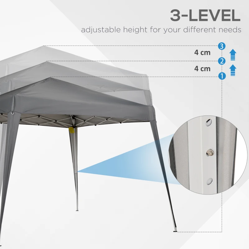 Outsunny 8' x 8' Pop Up Canopy, Outdoor Folding Tent, Portable Party Tent with Carrying Bag for Camping, Party, Picnic, Grey