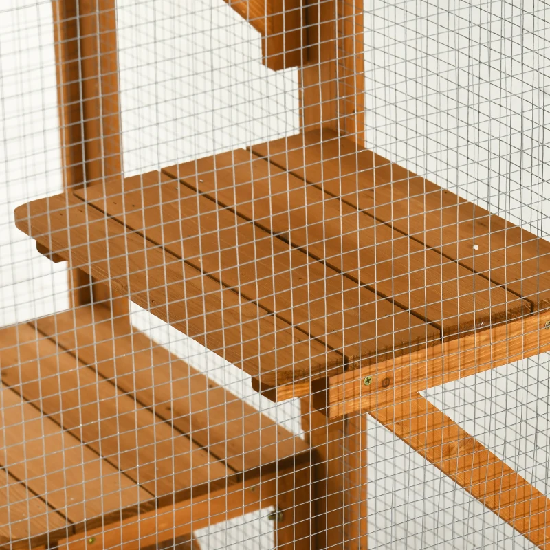 PawHut Catio Outdoor Cat Enclosure, Indoor Cat Cage, Pet House, Small Animal Hutch for Rabbit, Kitten, Kitty Crate Kennel with Waterproof Roof, Multi-Level Platforms, Lock, Orange