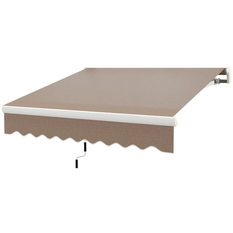 Outsunny 8' x 6.6' Patio Retractable Awning, Manual Exterior Sun Shade Deck Window Cover, Brown