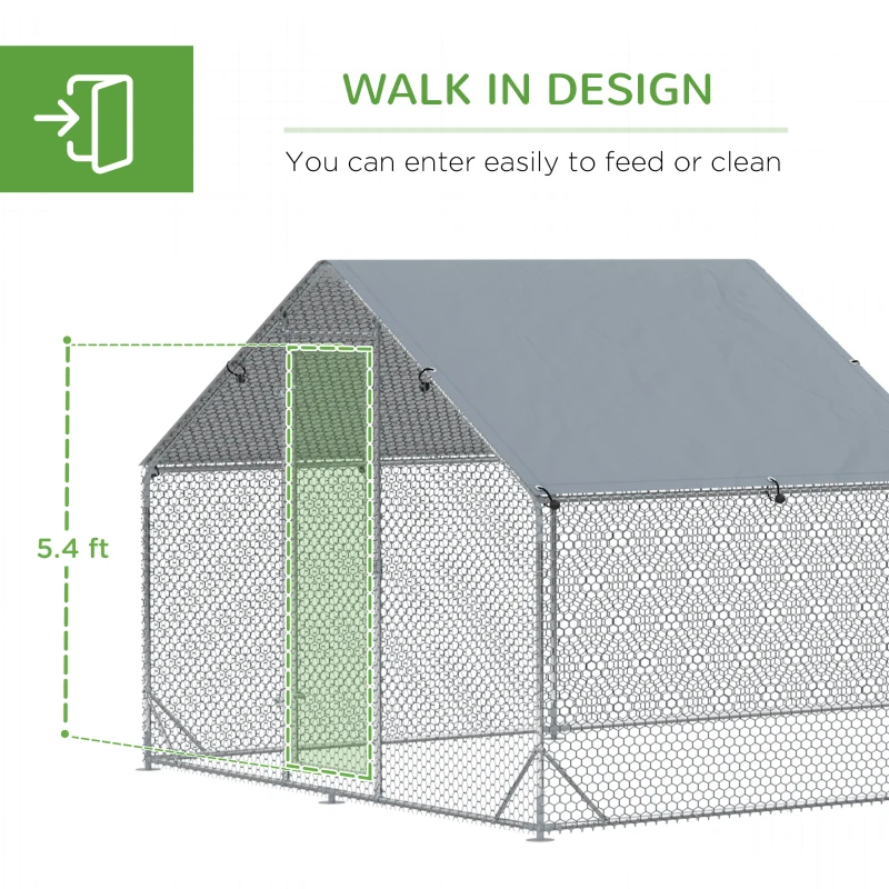 PawHut 19.7' x 9.8' Metal Chicken Run with Waterproof and Anti-UV Cover