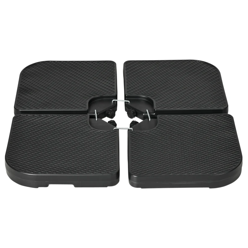 Outsunny 4PCs 175lb Cantilever Patio Umbrella Base Weights, HDPE Water and Sand Filled Umbrella Weights, Black