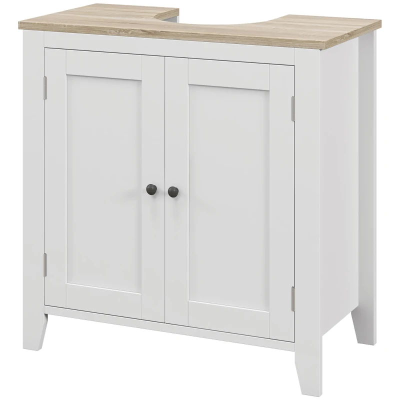 kleankin Bathroom Sink Vanity Unit, Under Sink Bathroom Cabinet with U-Shape Design and Adjustable Shelf, White