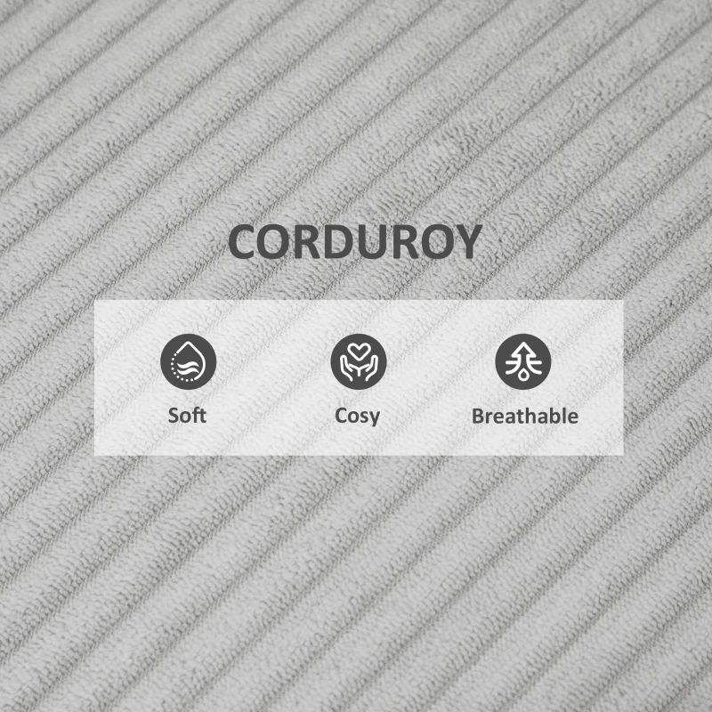 HOMCOM Corduroy Accent Chair Armchair with Wide Seat and Soft Padded Armrests for Reading, Bedroom, Light Grey