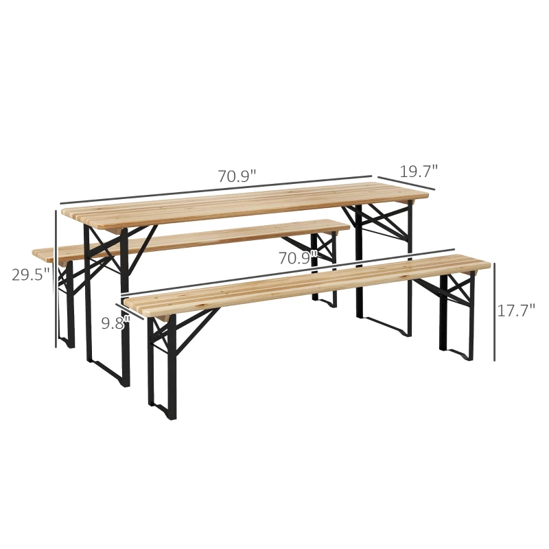 Outsunny 6' Portable Picnic Table and Bench Set, Outdoor Wooden Folding Camping Dining Table Set for Patio Garden Outdoor Activities