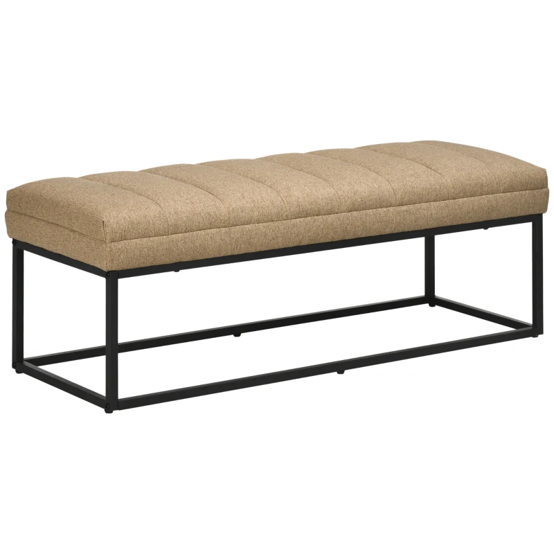 HOMCOM Upholstered Bedroom Bench, End of Bed Bench, Ottoman with Steel Legs, 47.25" x 13.5" x 15.75", Brown