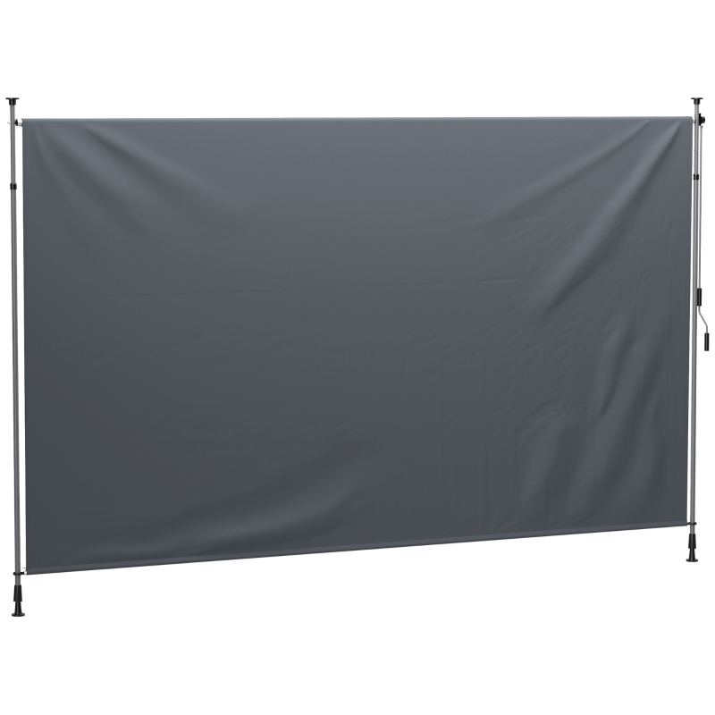 Outsunny 13' x 10' Manual Retractable Patio Awning, Outdoor Privacy Screen with UPF30+ & Water-Resistant Fabric, Dark Grey