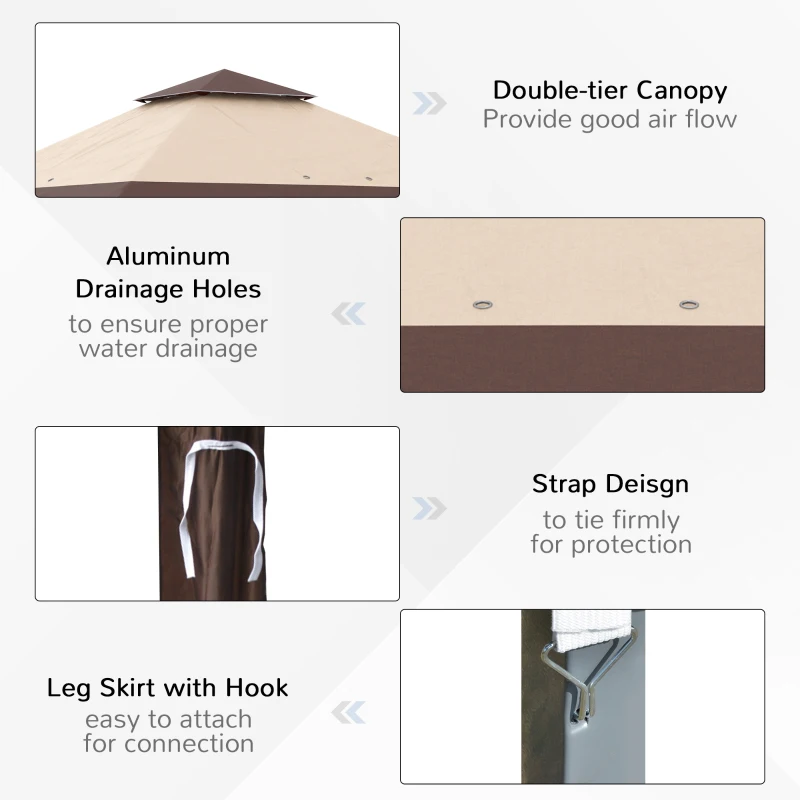 Outsunny 13' x 13' Pop Up Party Tent Outdoor Canopy with Top Vent, 3-Level Adjustable Height, and Roller Bag, Khaki