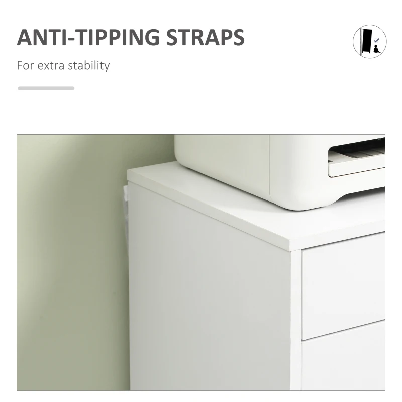 Vinsetto 7-drawer Vertical File Cabinet for Home Office, Storage Cabinet with Wheels, 18.7"x15.6"x35.4", White