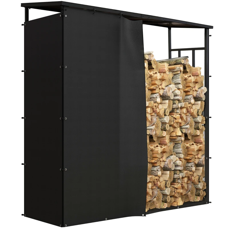 Outsunny 6ft Outdoor Firewood Rack with Cover and Polycarbonate Roof, 4400 lbs Load Wood Storage Holder, Outdoor Log Rack