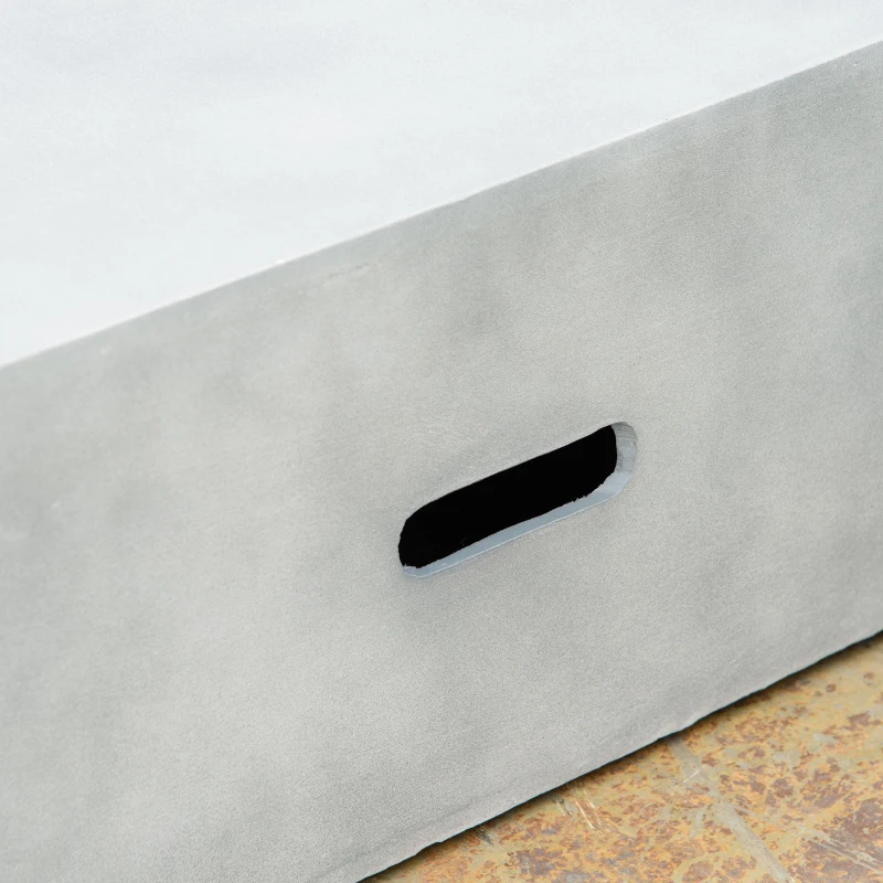 Outsunny Outdoor Propane Fire Pit Table Faux Grey Ledge Stone 42-inch Square Fire Table, 50,000BTU Auto Ignition Gas Firepits with Protective Cover, Lava Rocks, CSA Certification for Outdoor, Grey