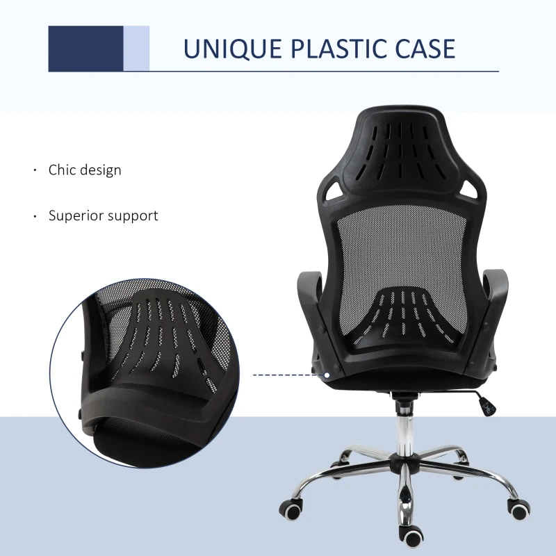 Vinsetto High Back Office Chair Mesh Desk Chair with Adjustable Backrest, Swivel Task Chair with Ergonomic Design Conference Office, Black