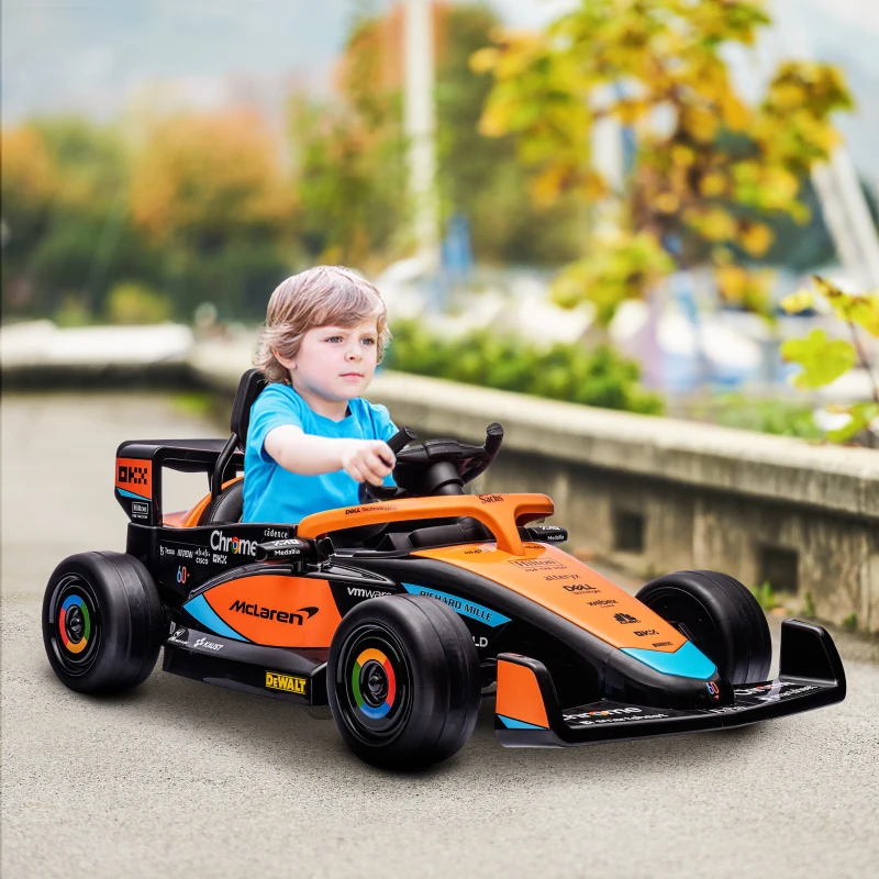 Qaba 12V Electric Car for Kids with Suspension, Music, MP3, Remote Control for 3-5 Years, Orange
