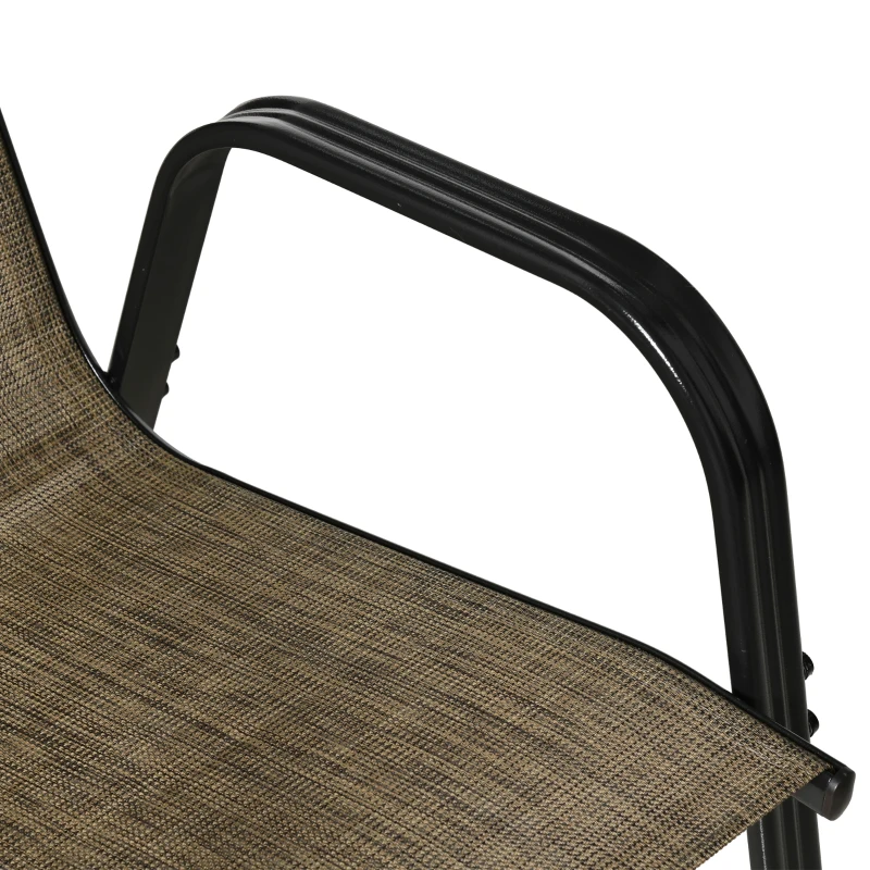 Outsunny Set of 4 Outdoor Dining Chairs, Heavy Duty Stackable Patio Dining Set with Armrests for Balcony Garden, Brown and Black