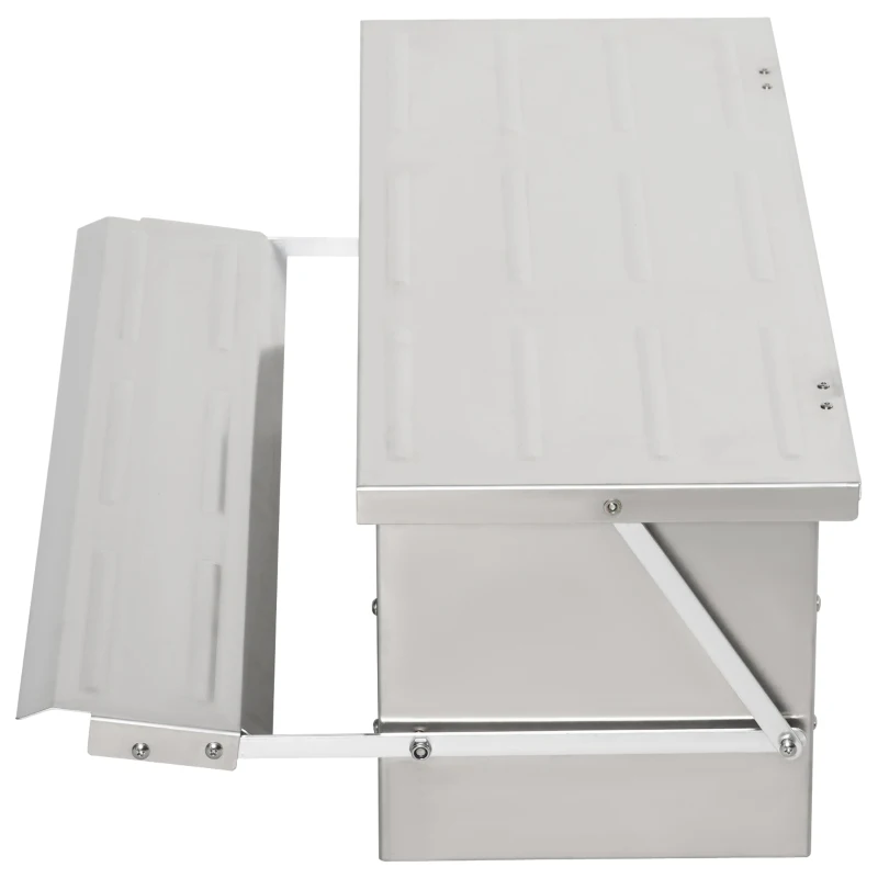 PawHut Automatic Chicken Feeder, 22.5 lbs Capacity Poultry Feeder with Self Opening Treadle, Weather Resistant Lid, for 6 Chickens, Silver