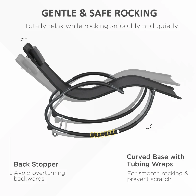 Outsunny Outdoor Rocking Chair, Patio Zero Gravity Rocker with Mesh Seat and Padded Pillow for Indoor, Garden, Black