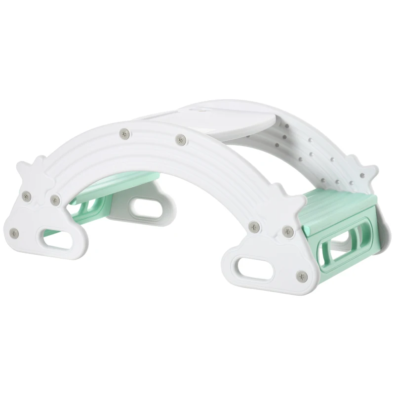 Qaba 2-IN-1 Kids Seesaw Teeter Totter Kids Table and Chair Set with Easy-Grip Handles Indoor Outdoor Playroom Backyard, Grey