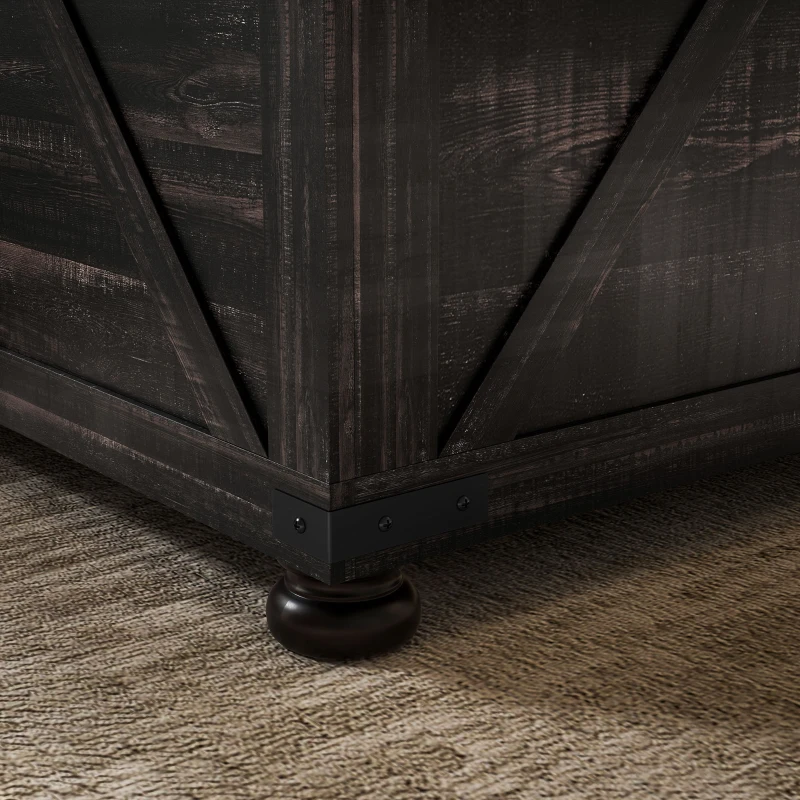 HOMCOM Farmhouse Coffee Table, Square Center Table with Flip-top Lids, Hidden Storage Compartment and Wooden Legs, Distressed Brown
